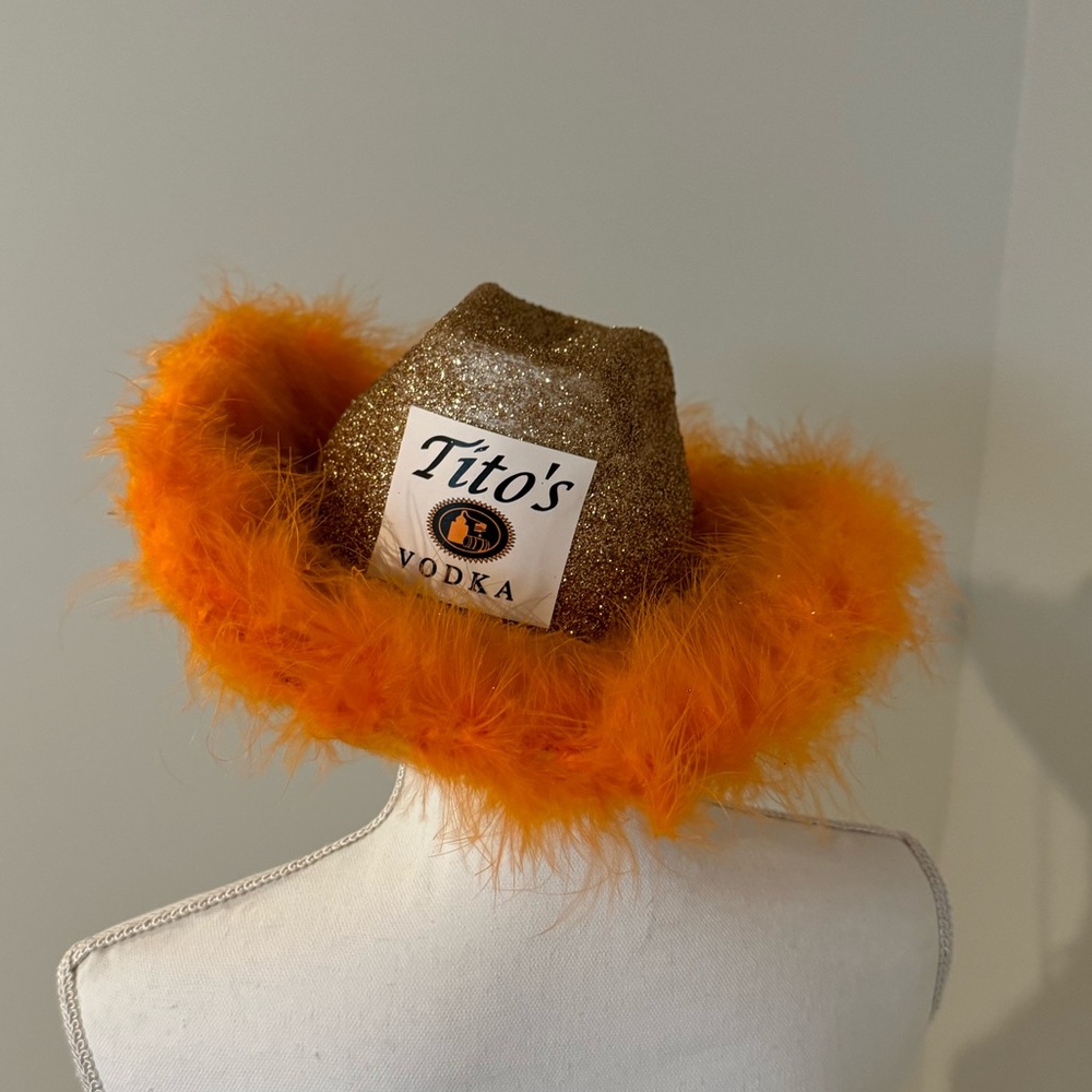 Gold and Orange Feathered Hat